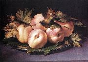 FIGINO, Giovanni Ambrogio Metal Plate with Peaches and Vine Leaves Sweden oil painting artist